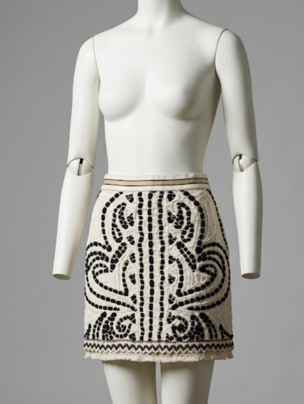 Maeve Anthropologie Cream Mini Skirt with Black Embroidery Us 8